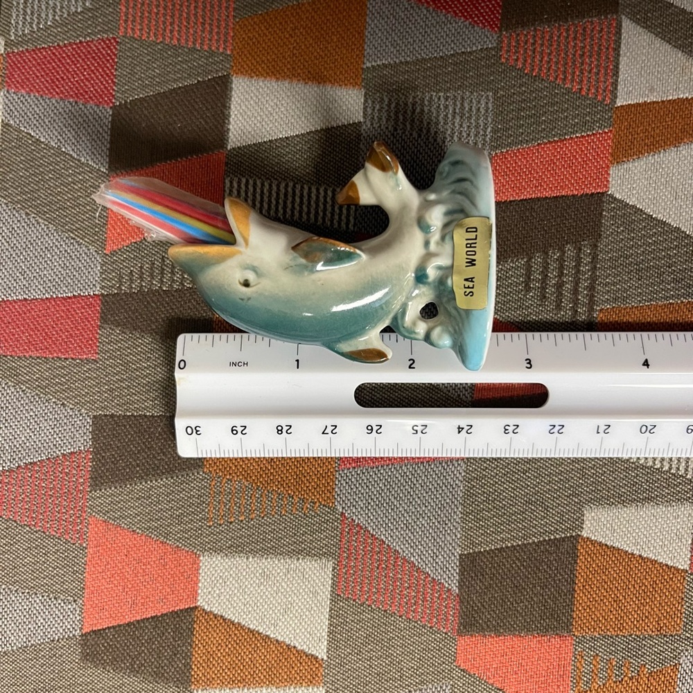 Vintage Sea World Toothpick Holder - Mini Figure Dolphin - Kelvin's Bone China - Picture 8 of 8